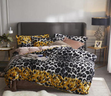 3D Black Leopard 20010 Bed Pillowcases Quilt