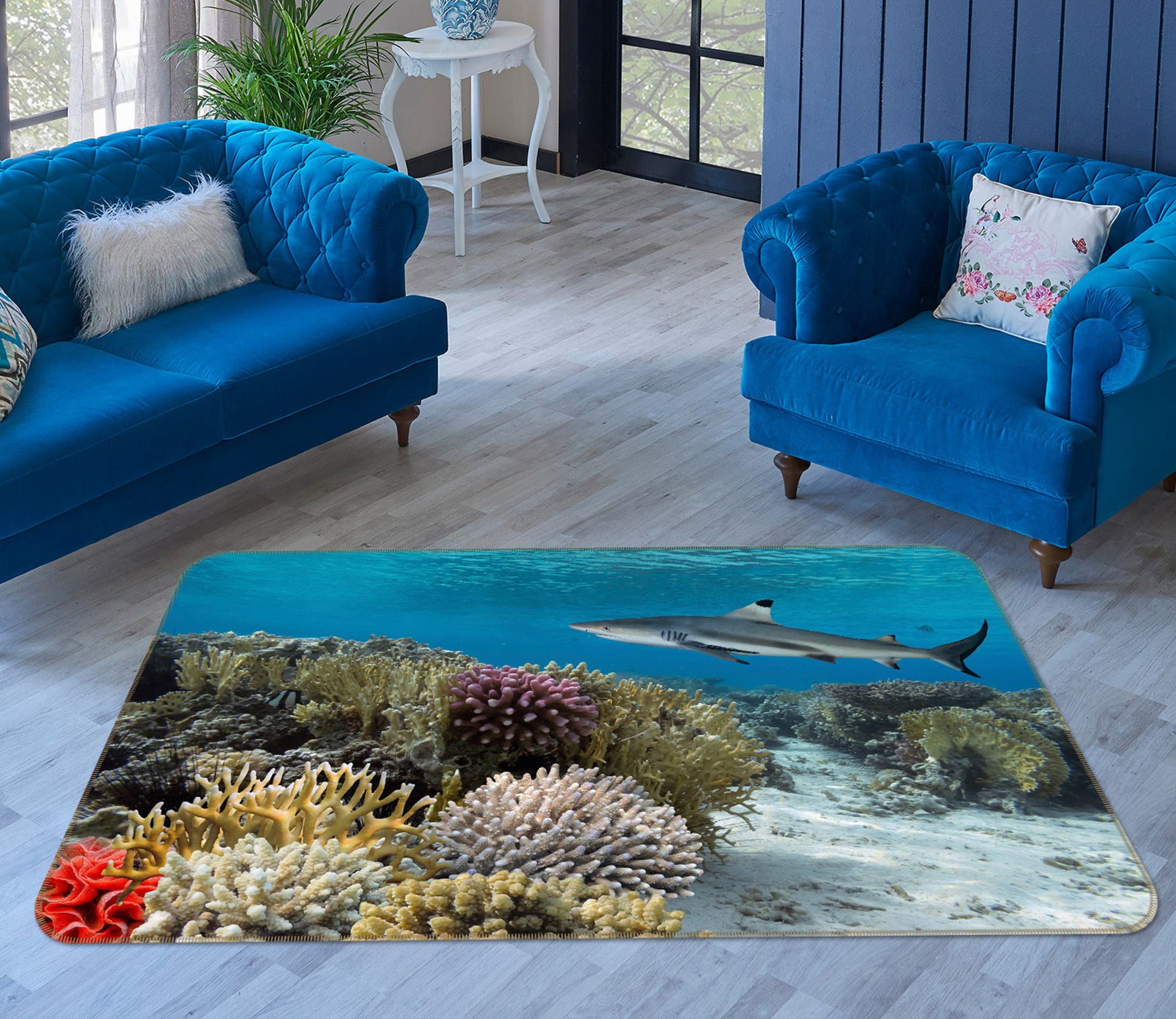 3D Coral Shark 076 Animal Non Slip Rug Mat