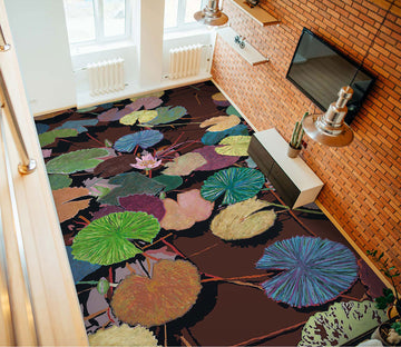 3D Lotus Leaf Color Pattern 96124 Allan P. Friedlander Floor Mural