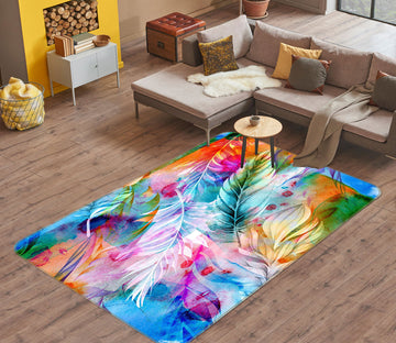3D Colored Feathers 33085 Non Slip Rug Mat