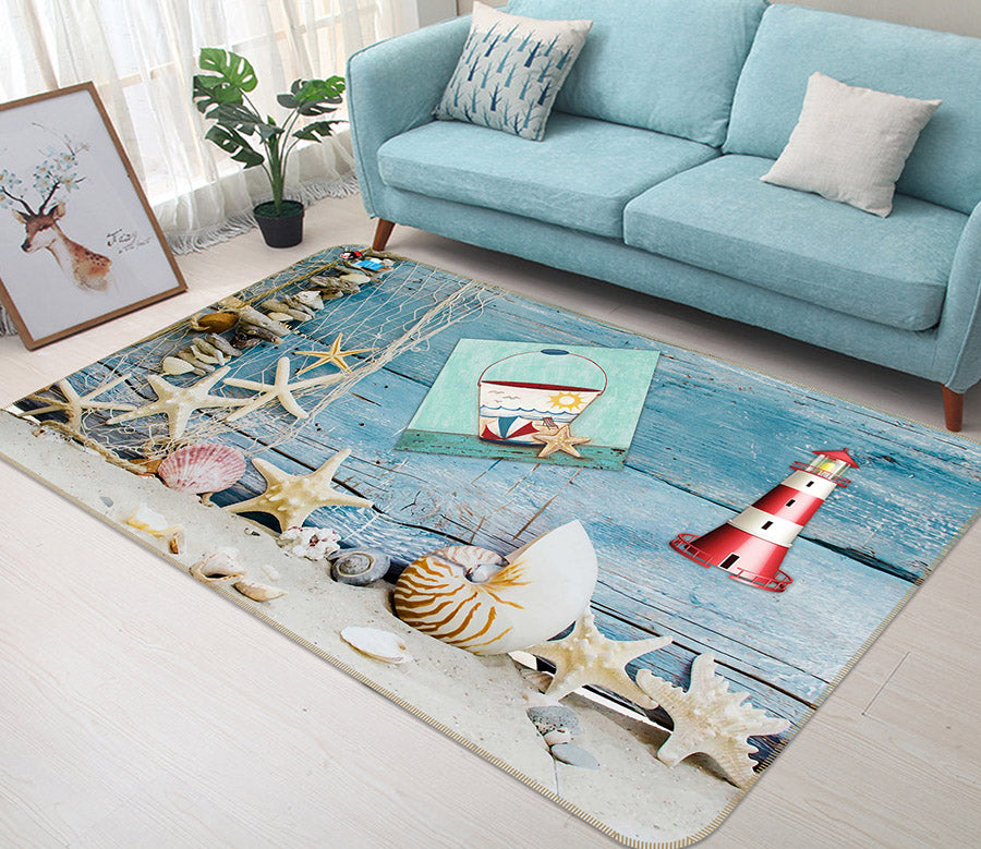 3D Shell Conch Starfish 66092 Non Slip Rug Mat