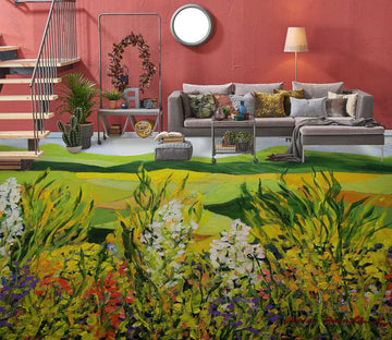 3D Flower Bush Hillside Lawn 9662 Allan P. Friedlander Floor Mural