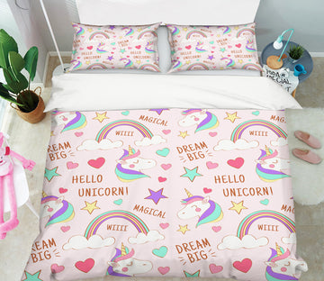 3D Rainbow Star Unicorn 60252 Bed Pillowcases Quilt