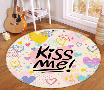 3D Color Heart 75124 Round Non Slip Rug Mat