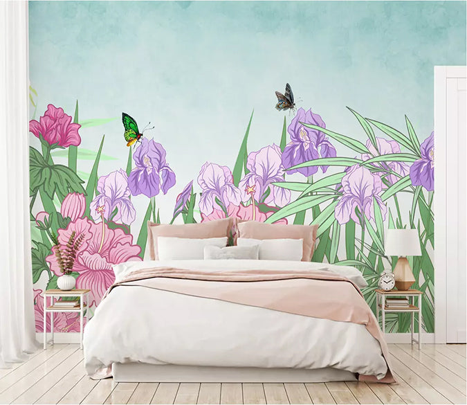 3D Flower Butterfly 1771 Wall Murals Wallpaper AJ Wallpaper 2 