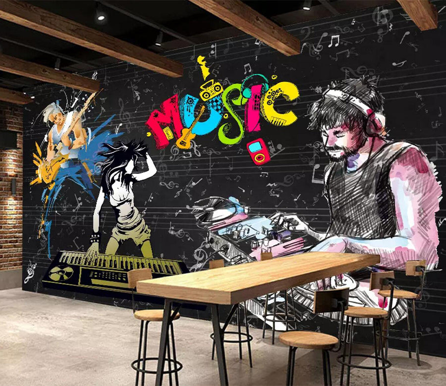 3D Guitar Piano WC365 Wall Murals