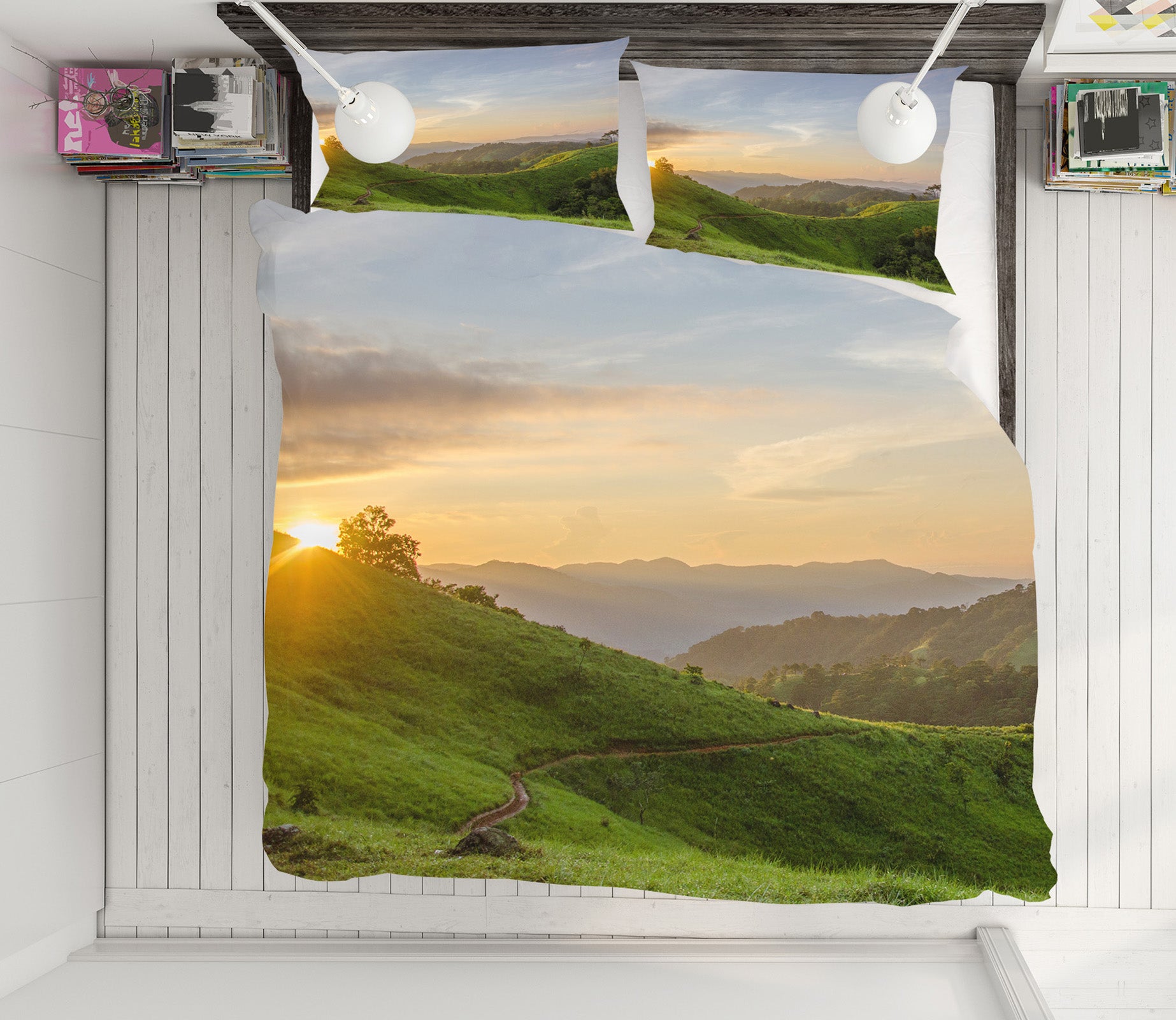 3D Mountains 19189 Bed Pillowcases Quilt