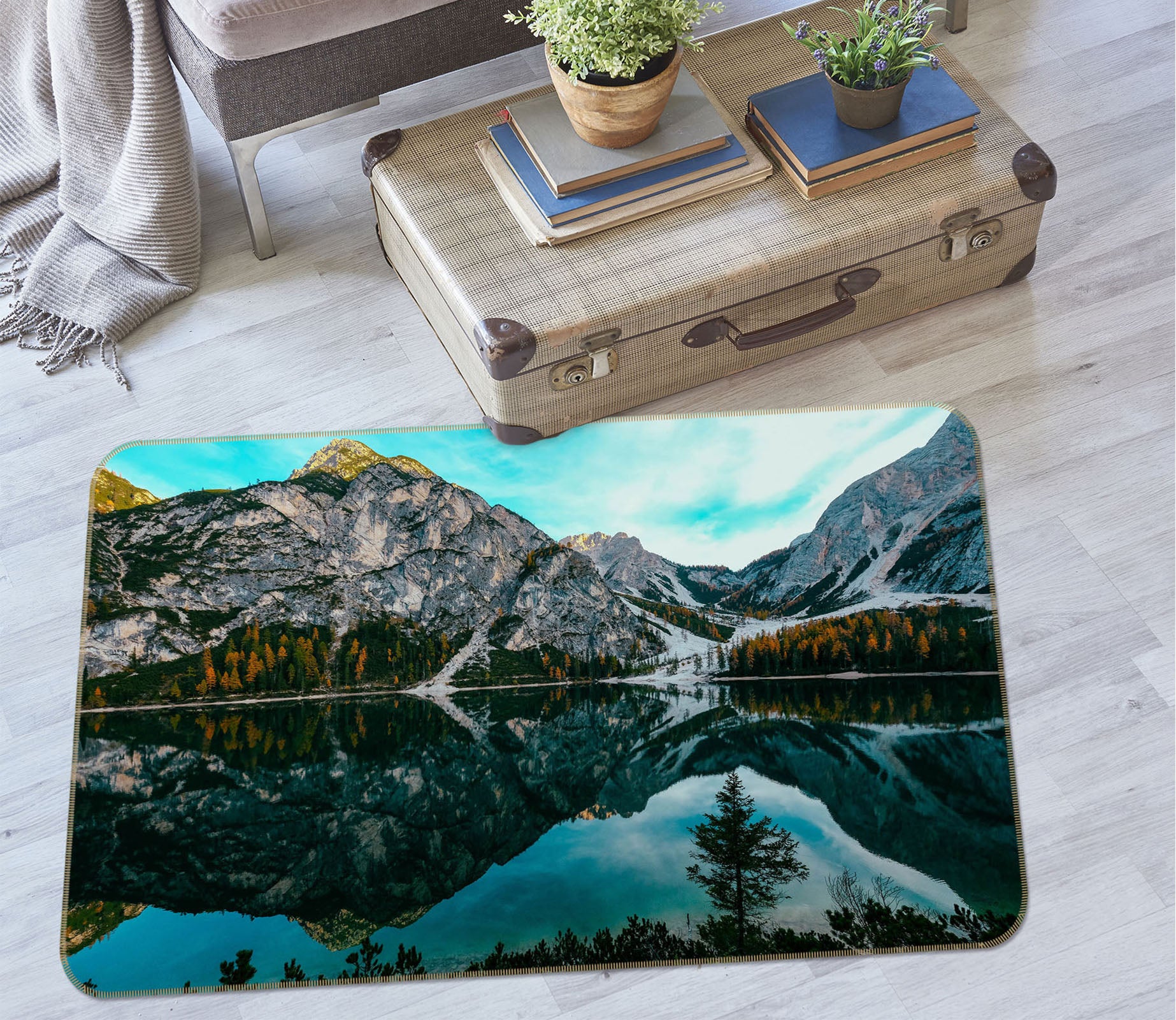 3D Mountain Lake 65101 Non Slip Rug Mat