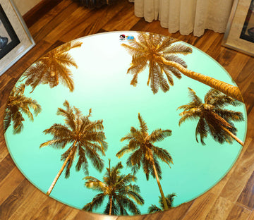 3D Coconut Tree 72192 Round Non Slip Rug Mat