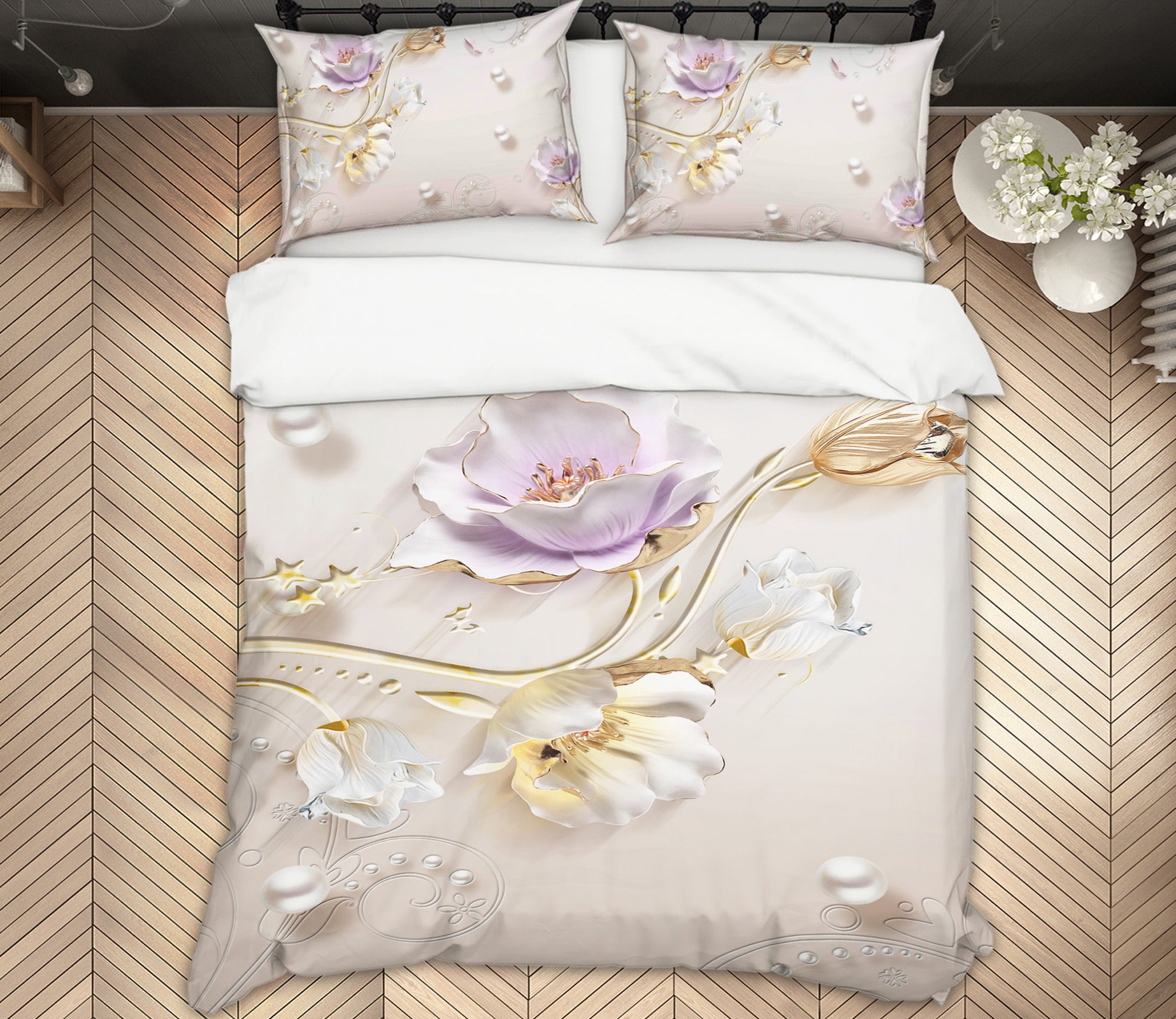 3D Flowers 13067 Bed Pillowcases Quilt