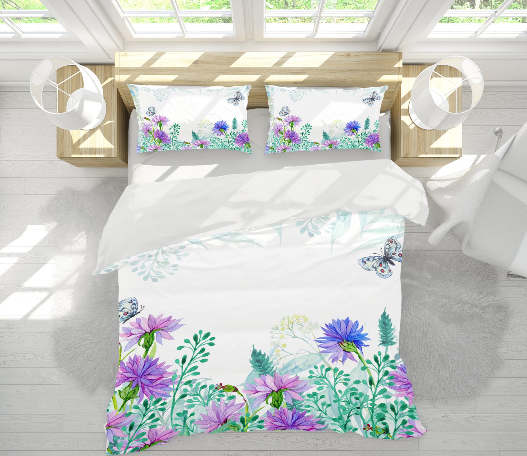 3D Flower Butterfly 12069 Bed Pillowcases Quilt