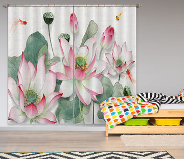 3D Lotus Flower 854 Curtains Drapes Wallpaper AJ Wallpaper 