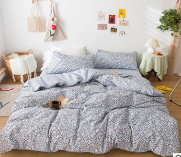 3D Light Blue Floral 15097 Bed Pillowcases Quilt