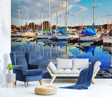 3D Sea Boat Docked 256 Vehicle Wall Murals
