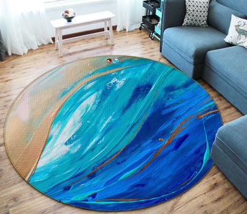 3D Blue Painting 744 Skromova Marina Rug Round Non Slip Rug Mat