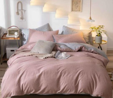 3D Gray Pink 16081 Bed Pillowcases Quilt