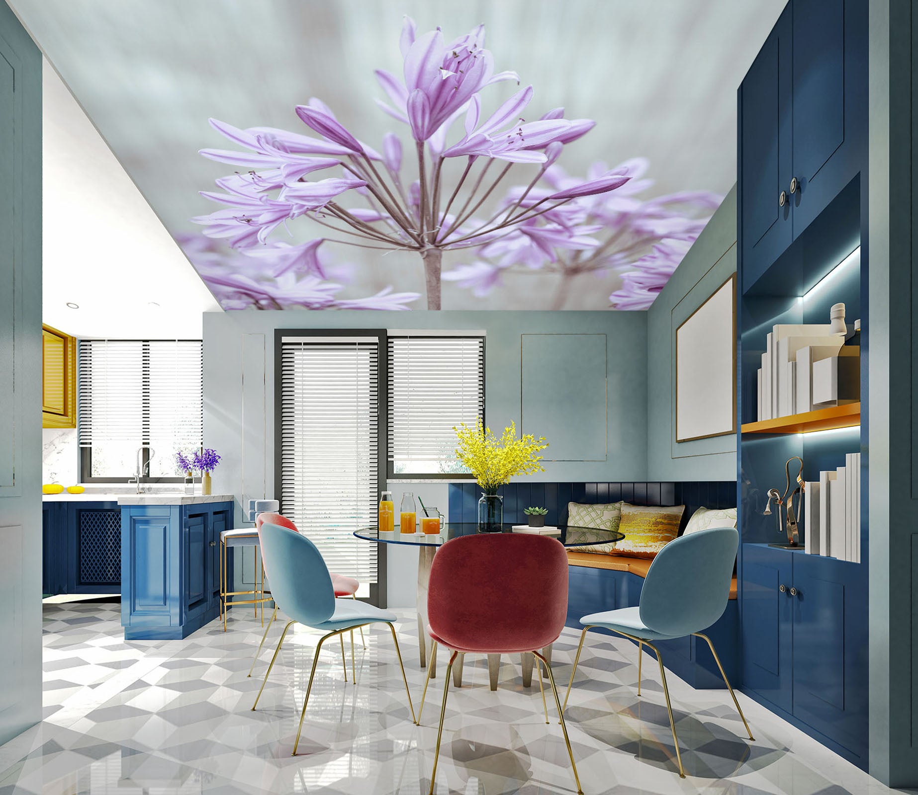 3D Purple Cute Flower 2579 Assaf Frank Ceiling Wallpaper Murals