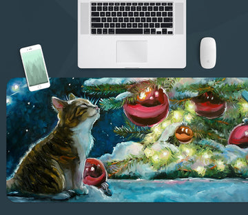 3D Cat Red Ball 51235 Christmas Desk Mat Xmas