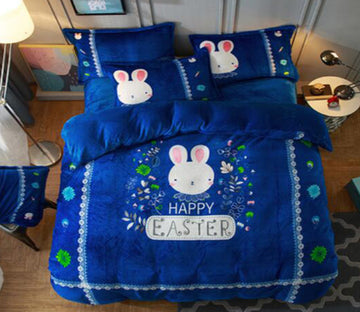 3D Blue Bunny 18094 Bed Pillowcases Quilt