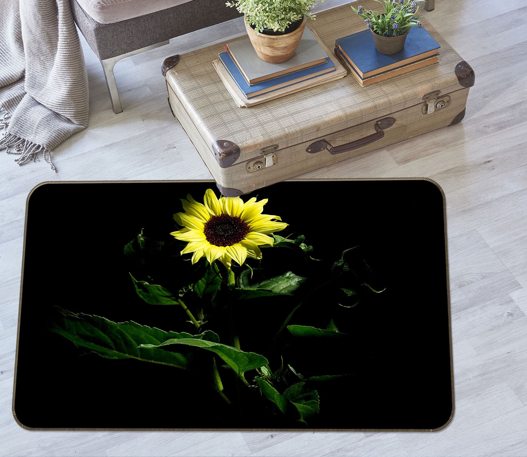 3D Sunflower 84077 Kathy Barefield Rug Non Slip Rug Mat