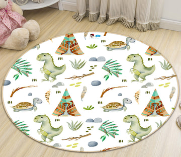 3D Dinosaur Pattern 81130 Round Non Slip Rug Mat