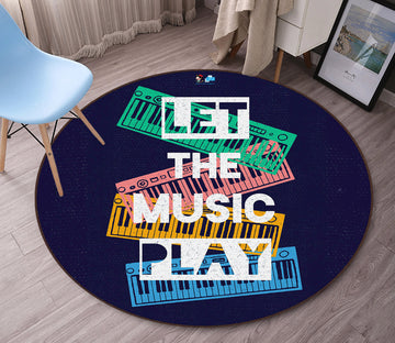 3D Colorful Piano Letters 75042 Round Non Slip Rug Mat
