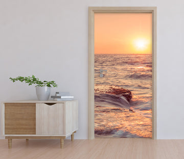 3D Sunset Sea Waves 101204 Assaf Frank Door Mural