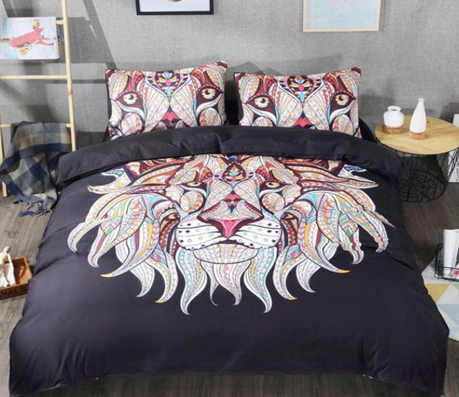 3D Lion Head 5130 Bed Pillowcases Quilt