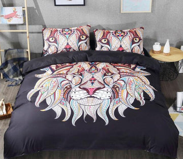 3D Lion Head 5130 Bed Pillowcases Quilt