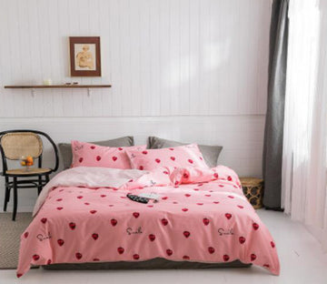 3D Heart Strawberry 40120 Bed Pillowcases Quilt