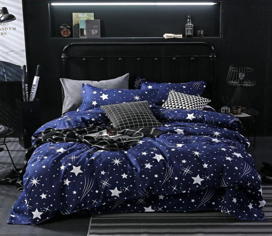 3D Navy Blue Many Stars 4088 Bed Pillowcases Quilt