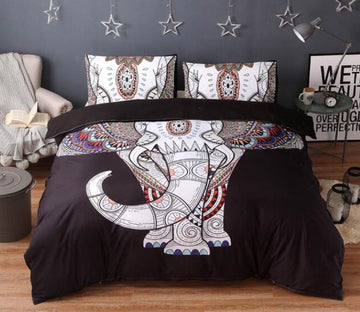 3D Black Elephant 5074 Bed Pillowcases Quilt