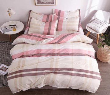 3D Pink Brown Bars 2018 Bed Pillowcases Quilt