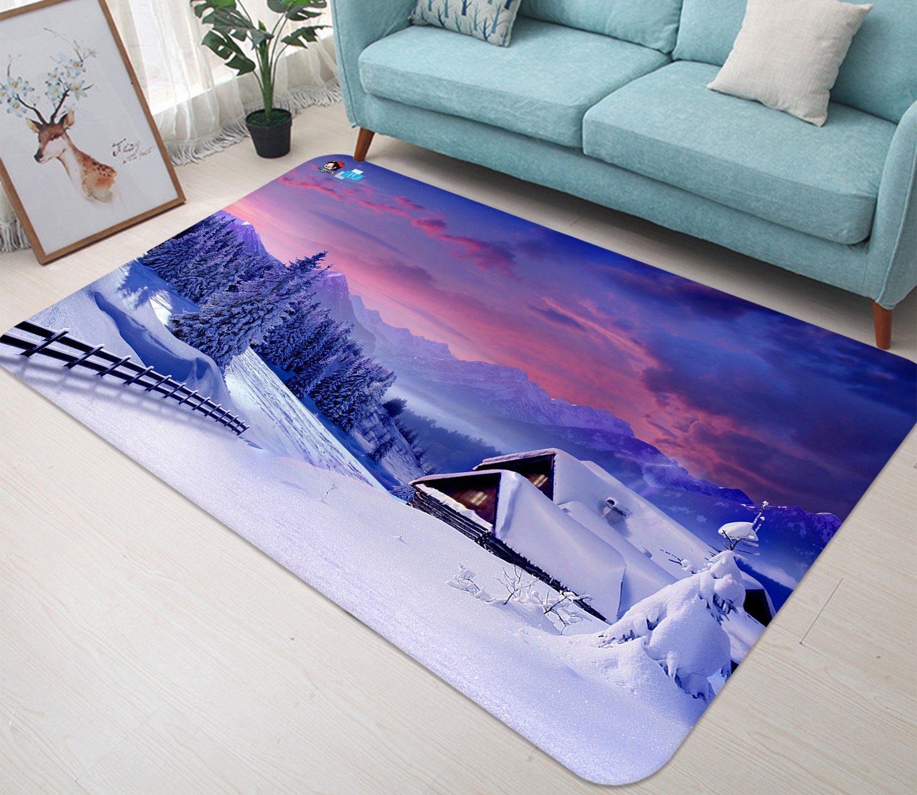 3D Snow Mountain House 020 Non Slip Rug Mat Mat AJ Creativity Home 