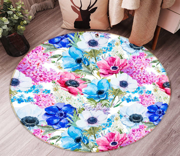 3D Flower Bush 81260 Round Non Slip Rug Mat