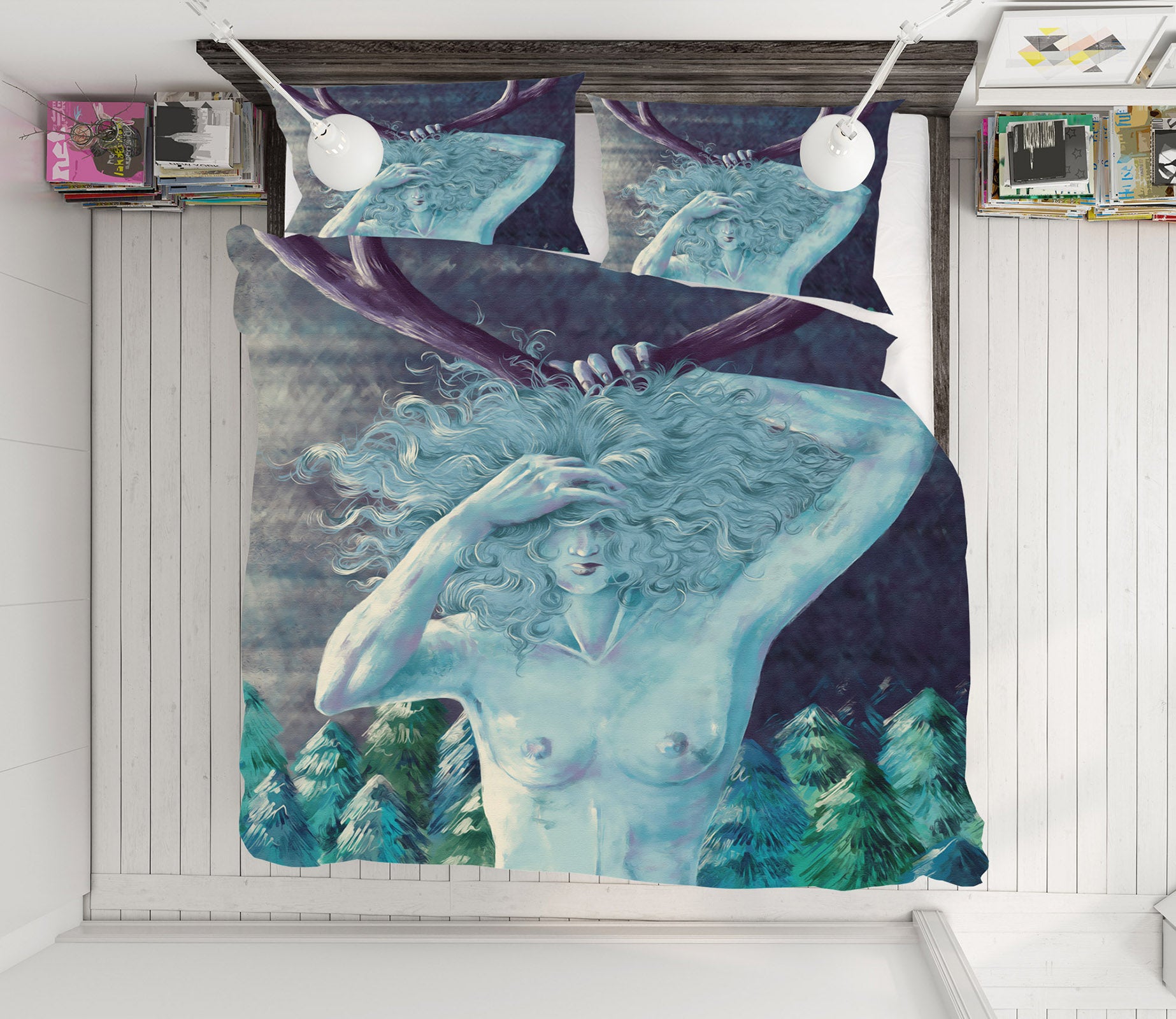 3D Blue Long Haired Man 12132 Bed Pillowcases Quilt