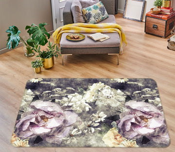 3D Flower Pattern 33033 Non Slip Rug Mat