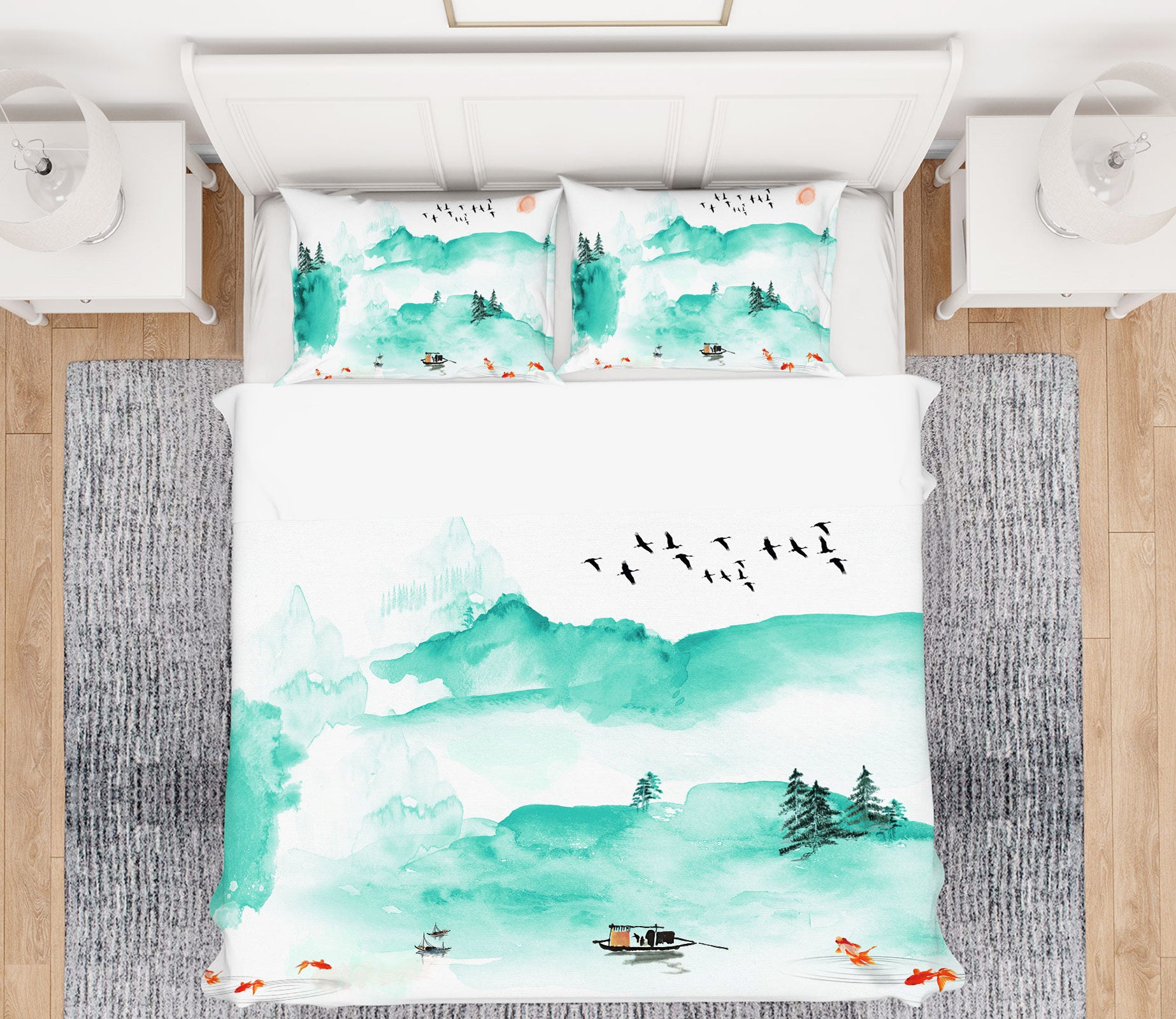 3D Green Mountain 13084 Bed Pillowcases Quilt