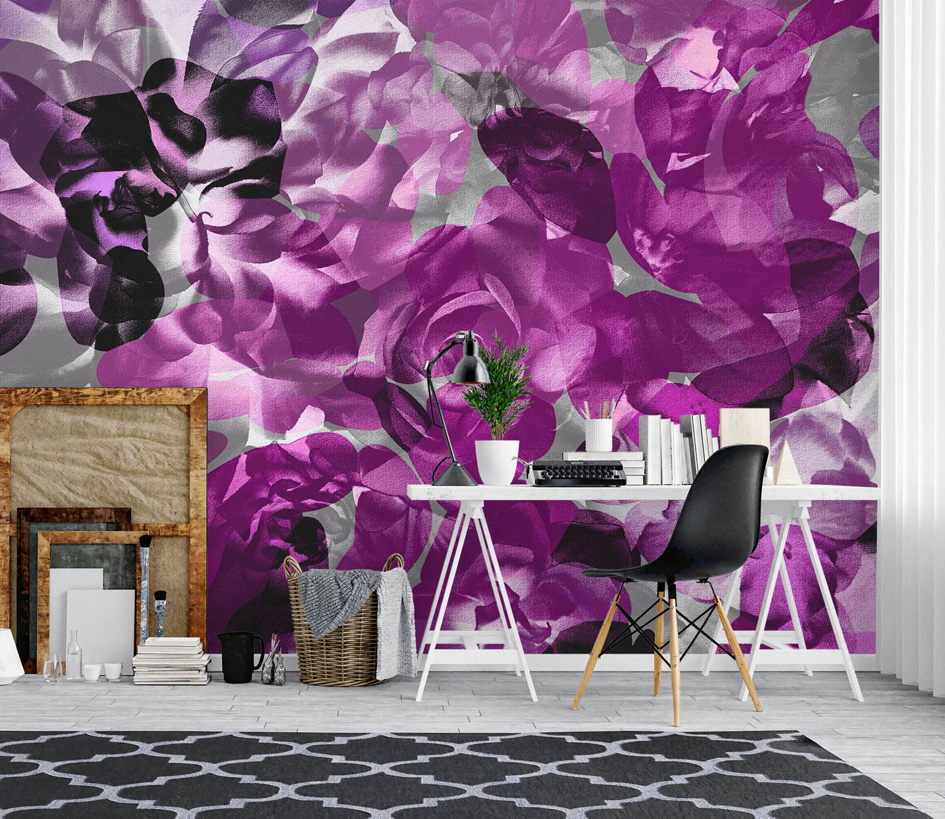 3D Purple Flowers 19105 Shandra Smith Wall Mural Wall Murals