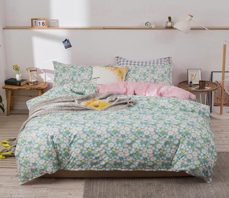 3D Light Green Small Floral 13002 Bed Pillowcases Quilt
