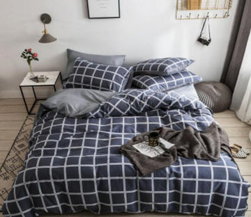 3D Black Plaid 15073 Bed Pillowcases Quilt