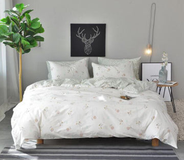 3D Small White Flowers 20213 Bed Pillowcases Quilt
