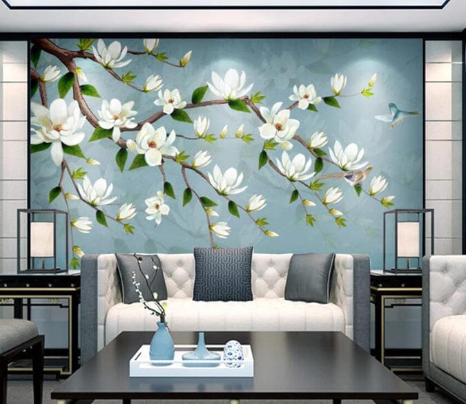 3D White Flowers 1687 Wall Murals Wallpaper AJ Wallpaper 2 