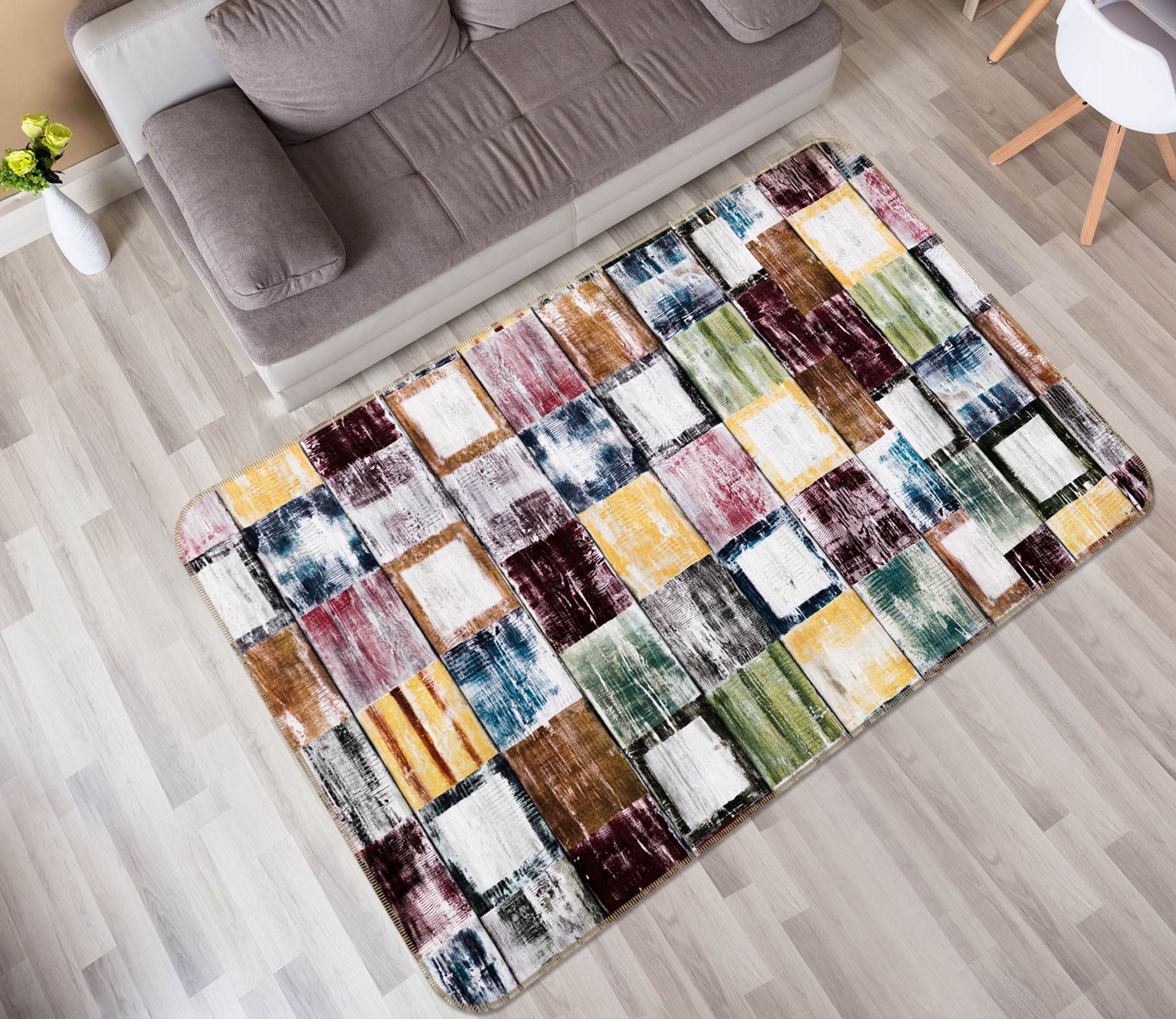 3D Square Pattern 29202 Non Slip Rug Mat