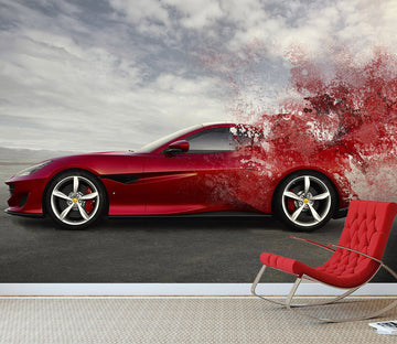 3D Red Sports Car 895 Vehicle Wall Murals Wallpaper AJ Wallpaper 