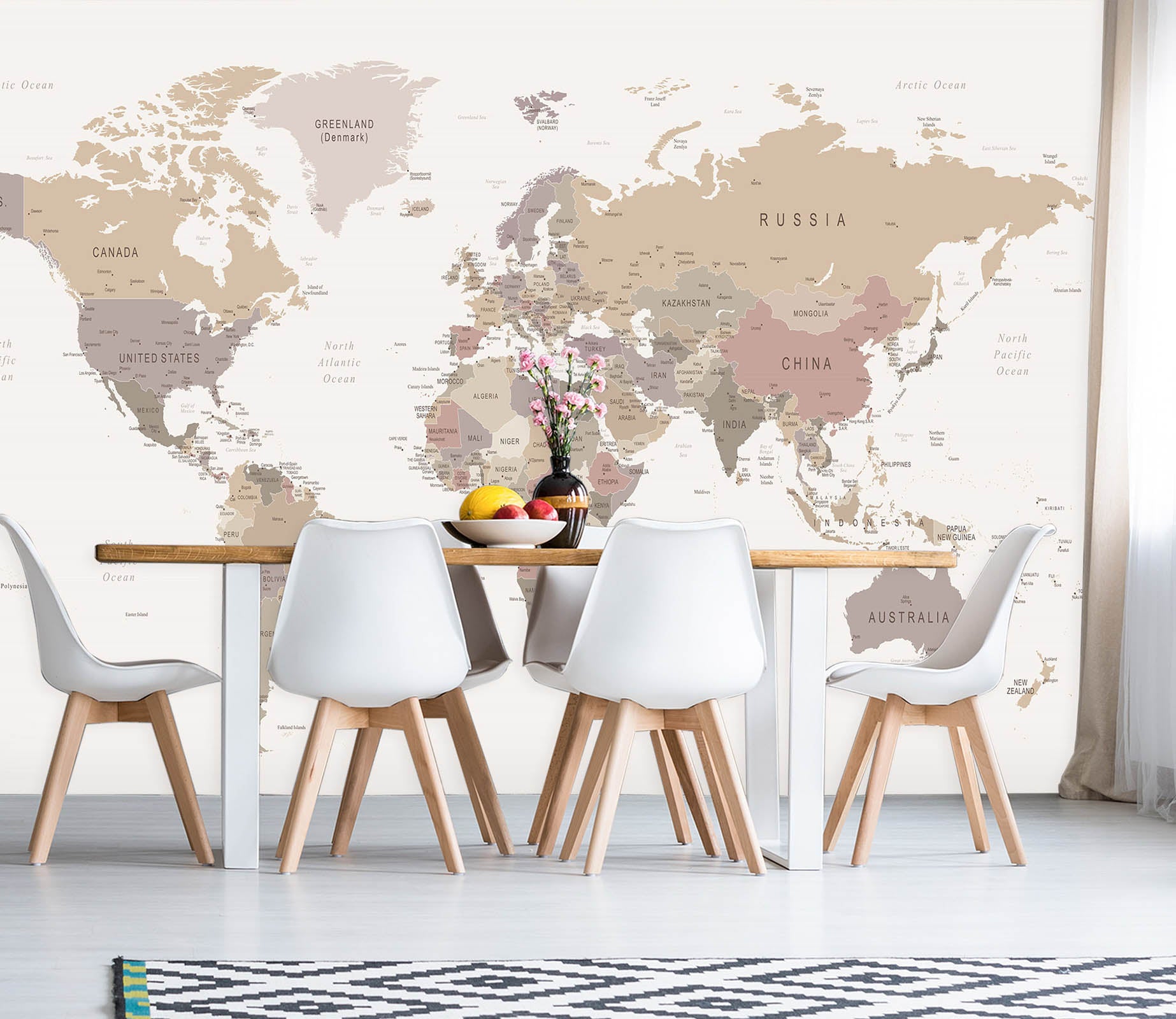 3D Pink World Map 1128 Wall Murals