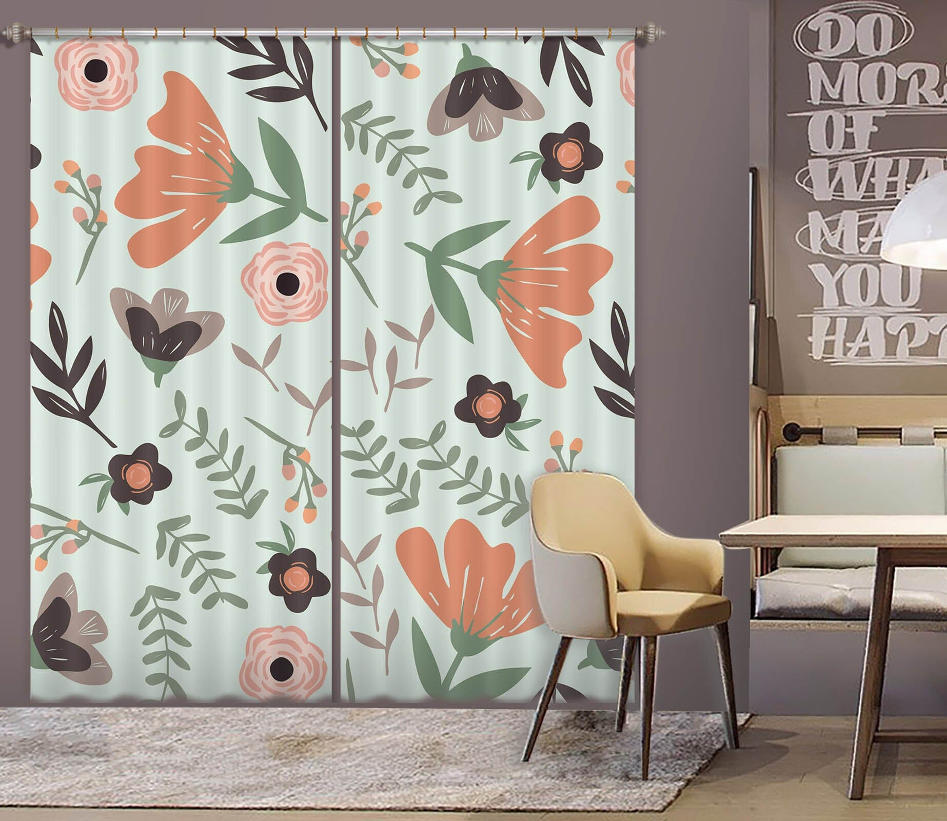 3D Flower Pattern 044 Jillian Helvey Curtain Curtains Drapes Curtains AJ Creativity Home 