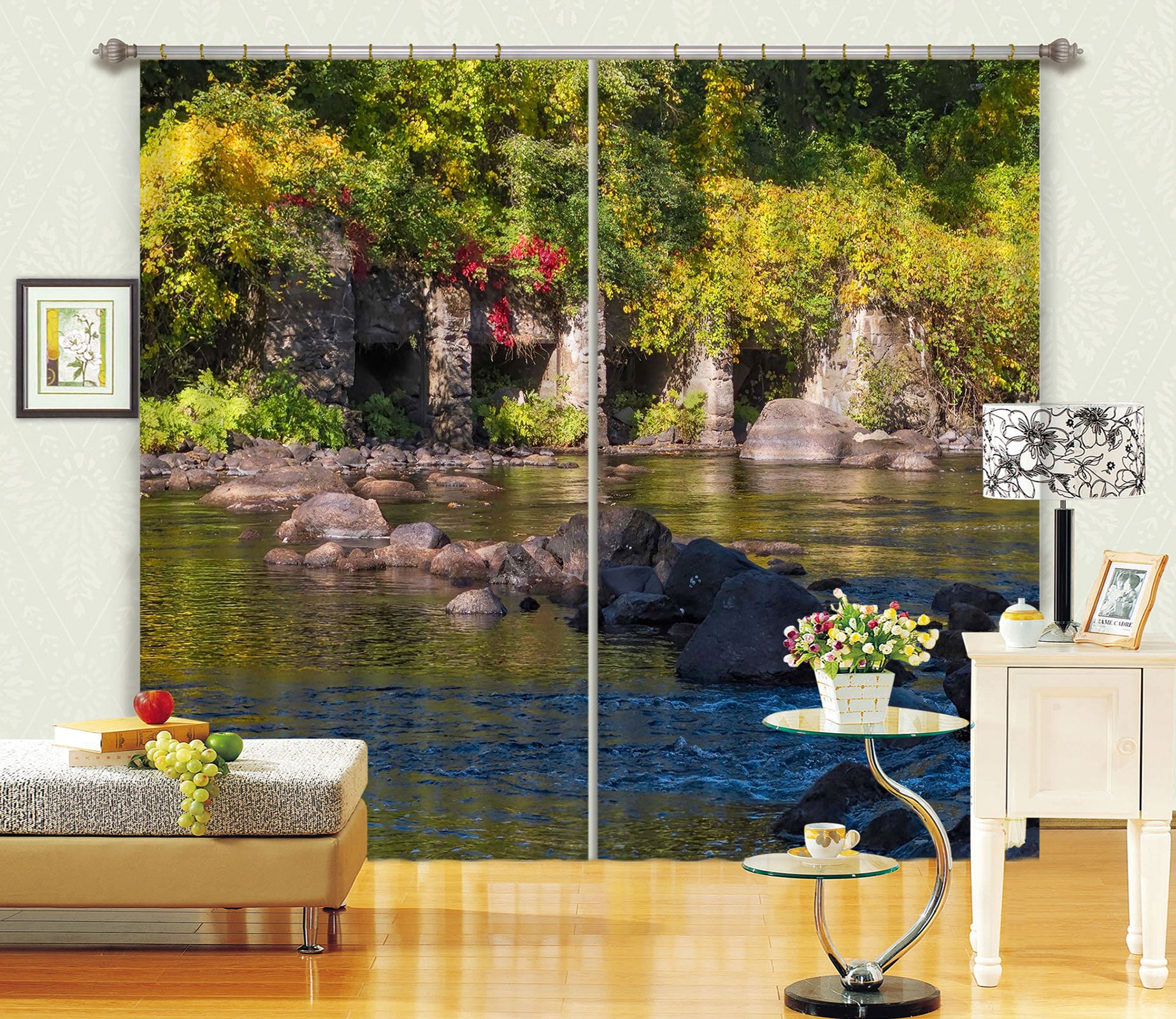 3D Stones River 018 Jerry LoFaro Curtain Curtains Drapes