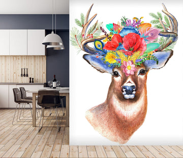 3D Deer Flower 122 Wall Murals Wallpaper AJ Wallpaper 2 