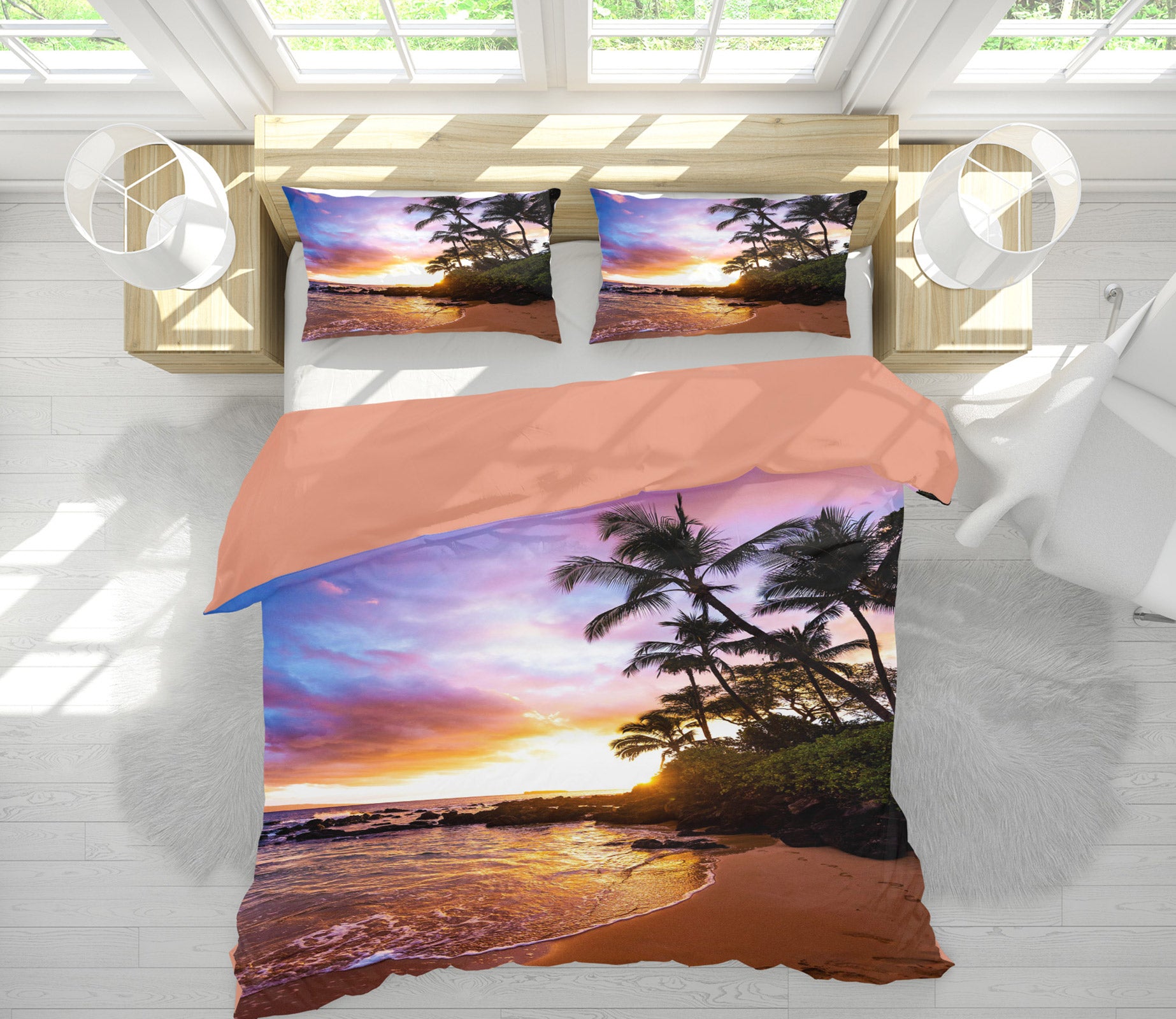 3D Beach Coconut Tree 15157 Bed Pillowcases Quilt